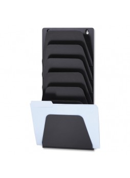 Wall file folder, 7 Compartment(s) - 22.4" Height x 9.5" Width x 2.9" Depth - Wall Mountable - Black - Plastic - 7 / Pack - oic21505